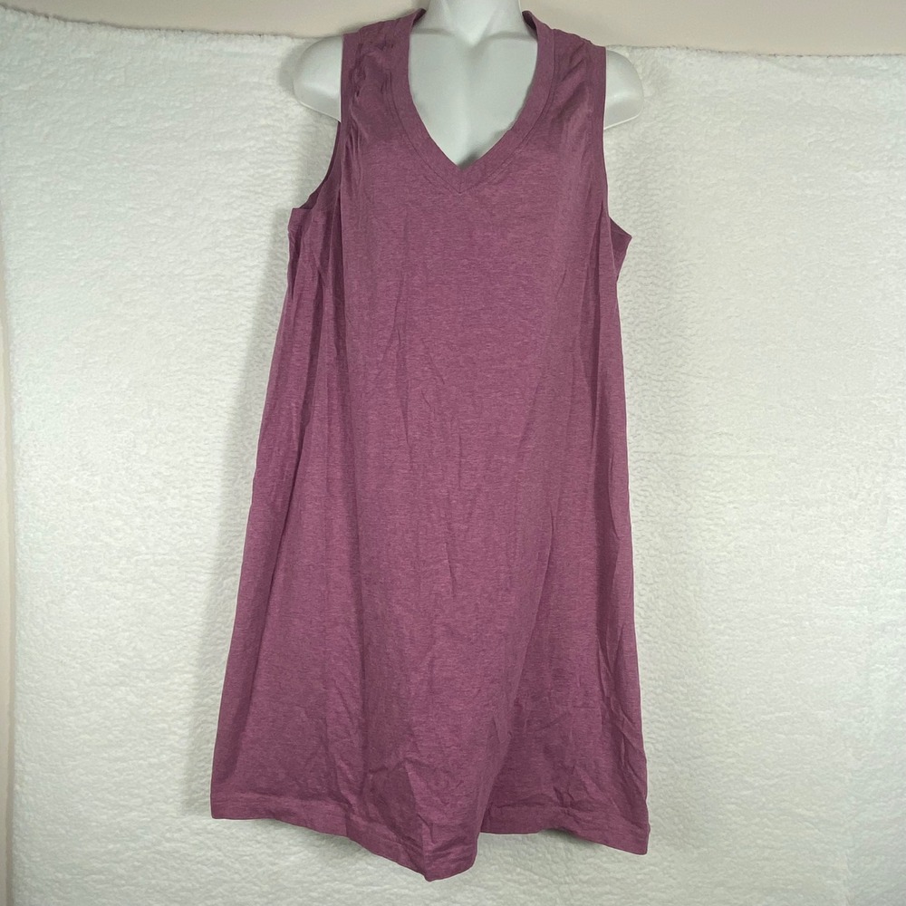 Pact Organic Cotton Sleeveless V-Neck Shift Dress XL Heathered Plum Purple